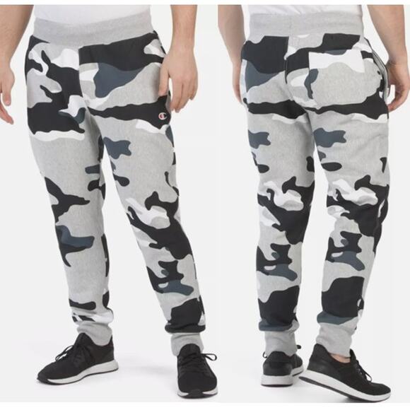 CHAMPION Reverse Weave Jogger Pants Camouflage Black Gray White Men's Medium - Picture 1 of 13